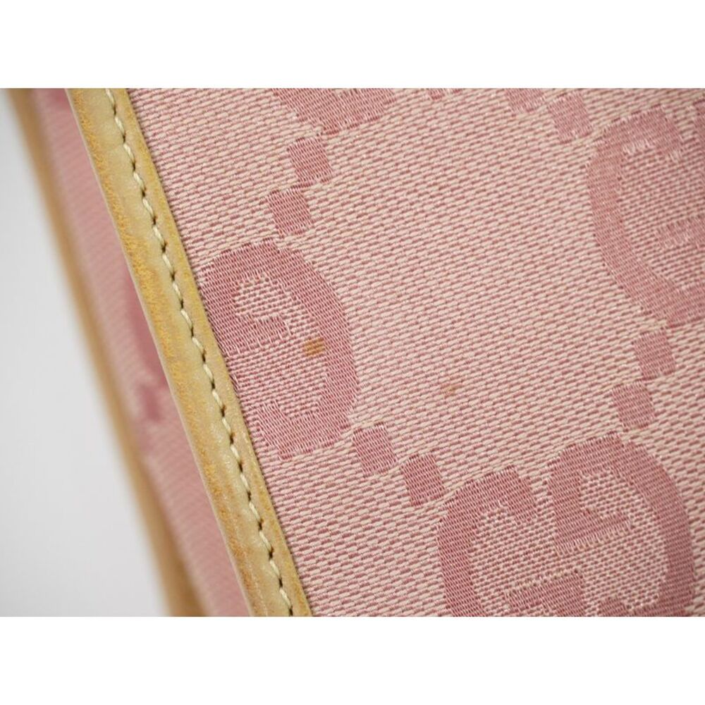 Gucci Jackie 1961 Tote Gg Denim And Leather Pink Canvas Handbag - Picture 10 of 15